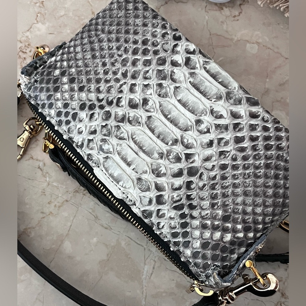 Authentic Python Black And Gray Handbag - image 6